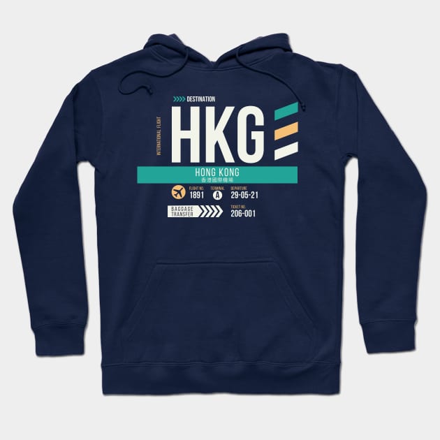 Hong Kong (HKG) Airport Code Baggage Tag Hoodie by SLAG_Creative